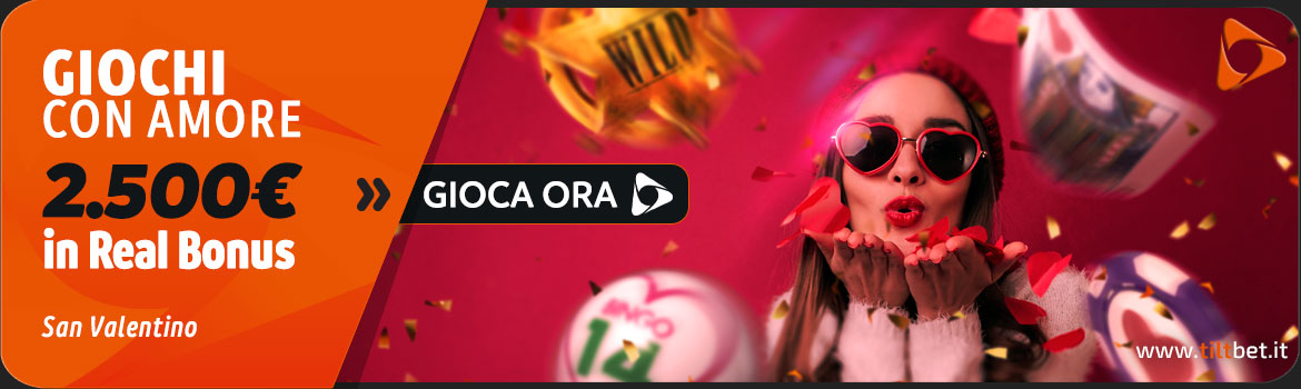 Promozione Casinò San Valentino Giochi con Amore 2.500 euro in Real Bonus
